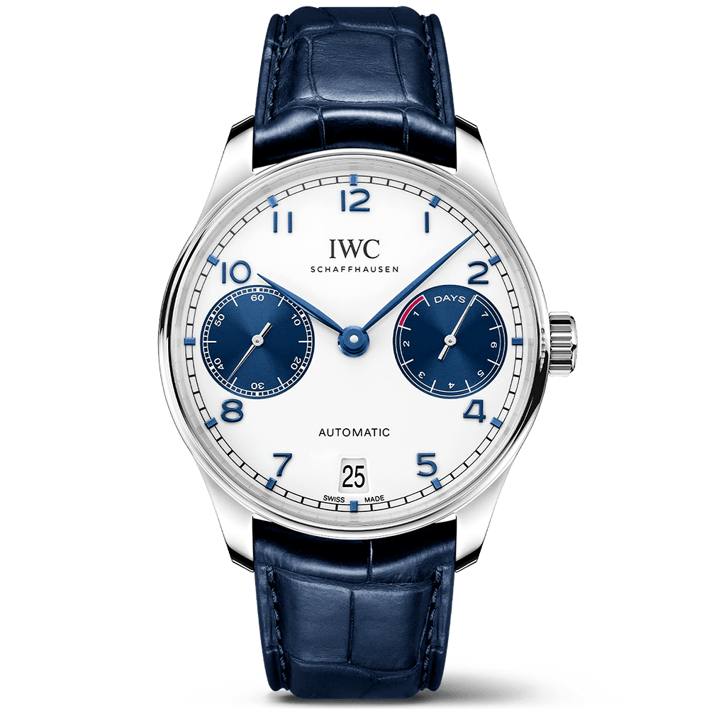 IWC Schaffhausen Portugieser 42mm Silver/Blue Dial Men's Automatic Strap Watch - Berry's Jewellers