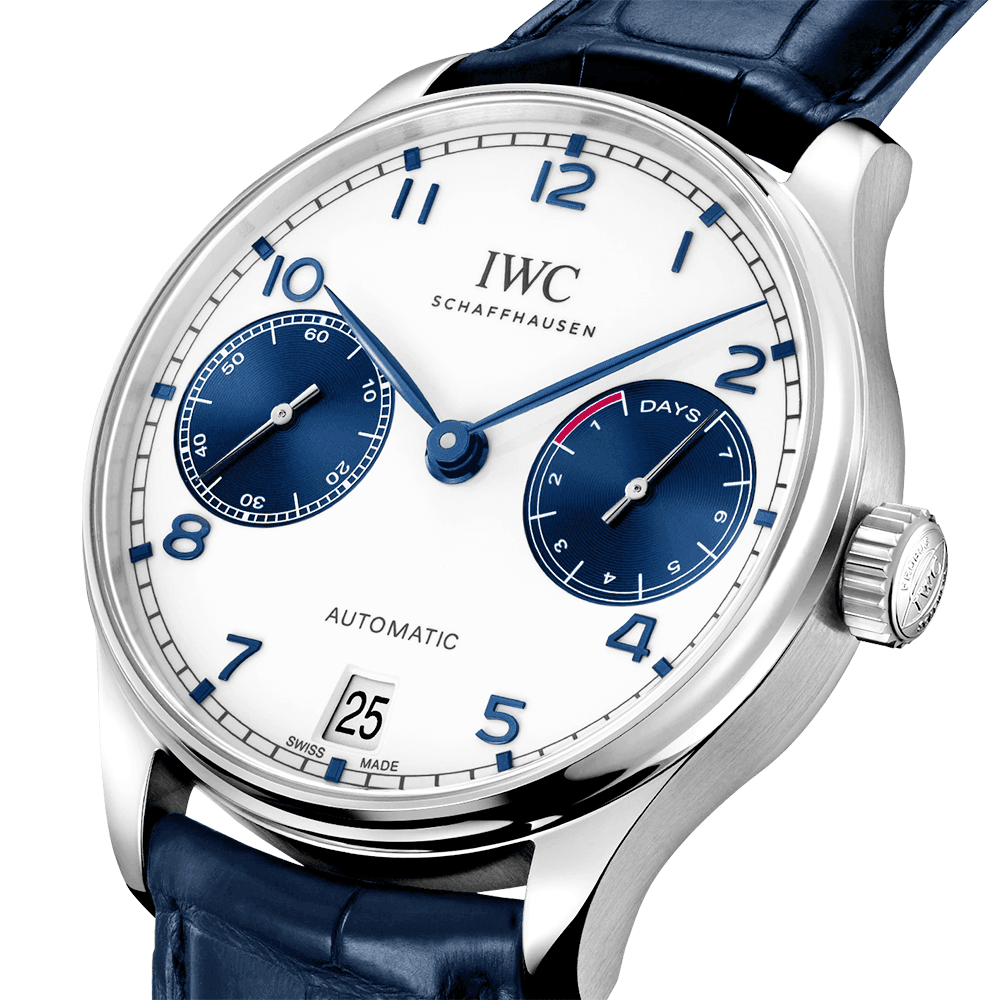 IWC Schaffhausen Portugieser 42mm Silver/Blue Dial Men's Automatic Strap Watch - Berry's Jewellers