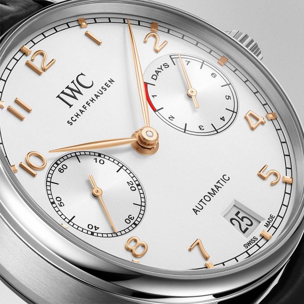 IWC Schaffhausen Portugieser 42mm Silver/Rose Dial Men's Automatic Strap Watch - Berry's Jewellers