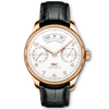 IWC Schaffhausen Portugieser Annual Calendar 44mm 18ct Red Gold Silver Dial Strap Watch - Berry's Jewellers