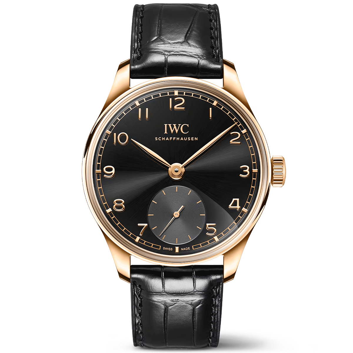 IWC Schaffhausen Portugieser 'Obsidian' 40mm 18ct Rose Gold Strap Watch - Berry's Jewellers