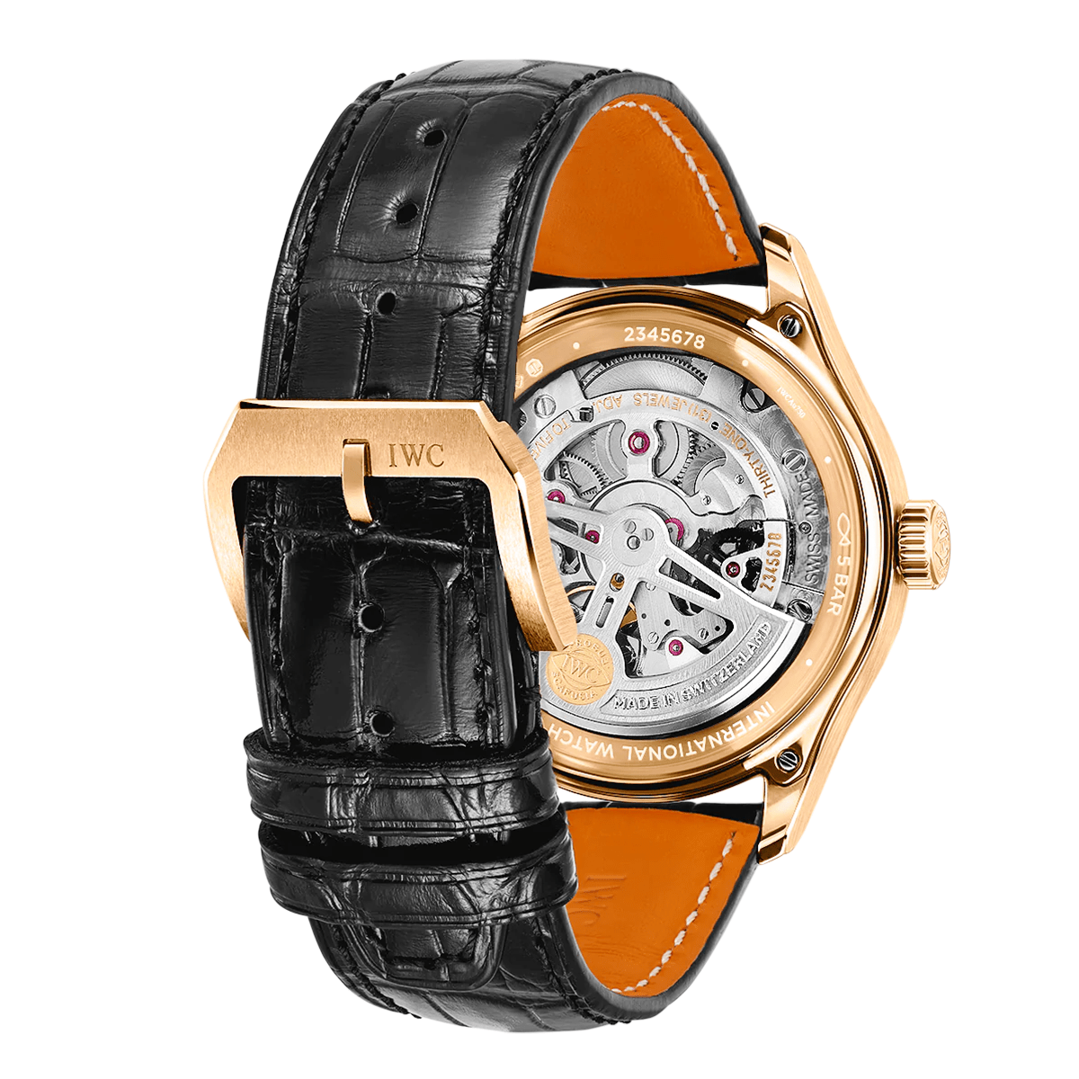 IWC Schaffhausen Portugieser 'Obsidian' 40mm 18ct Rose Gold Strap Watch - Berry's Jewellers