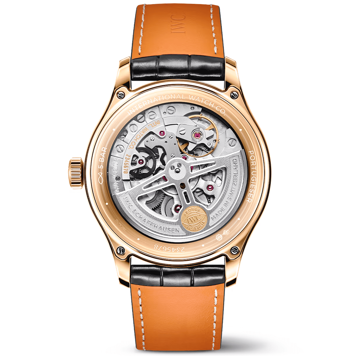 IWC Schaffhausen Portugieser 'Obsidian' 40mm 18ct Rose Gold Strap Watch - Berry's Jewellers