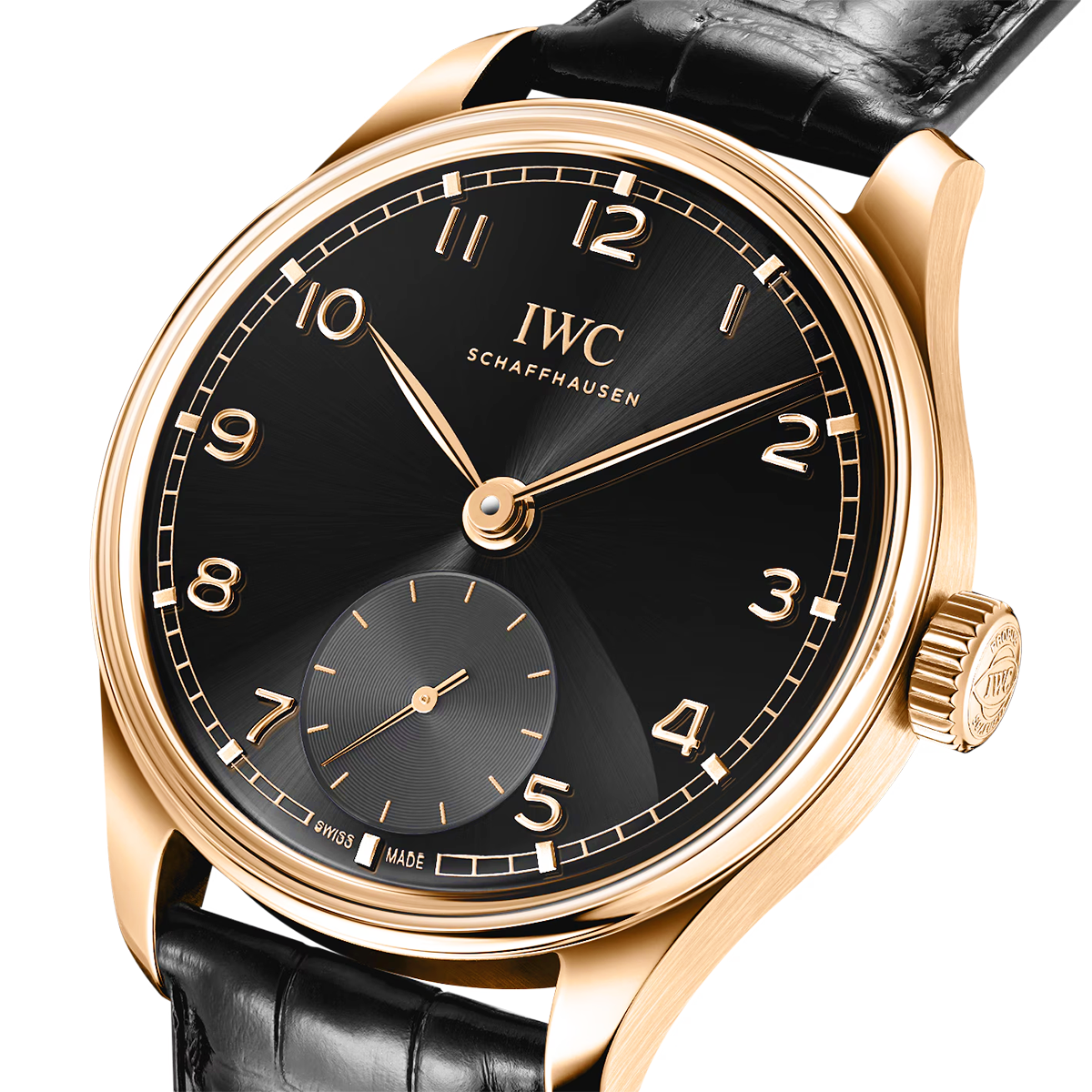 IWC Schaffhausen Portugieser 'Obsidian' 40mm 18ct Yellow Gold Strap Watch - Berry's Jewellers