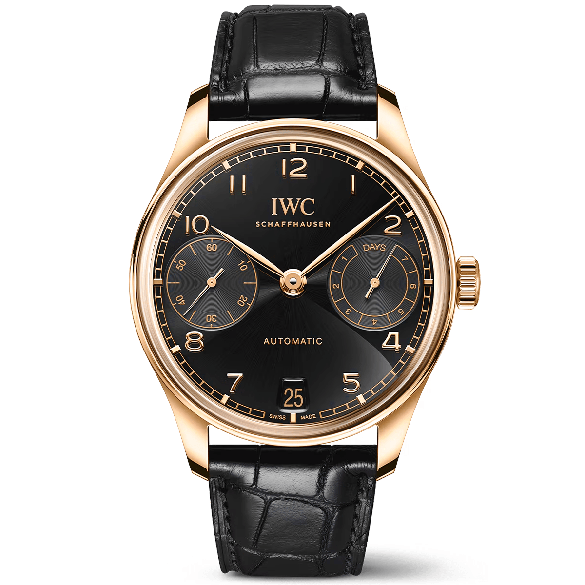 Portugieser 'Obsidian' 42mm 18ct Rose Gold Strap Watch