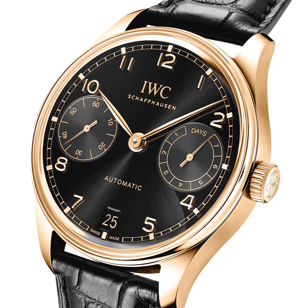 IWC Schaffhausen Portugieser 'Obsidian' 42mm 18ct Yellow Gold Strap Watch - Berry's Jewellers