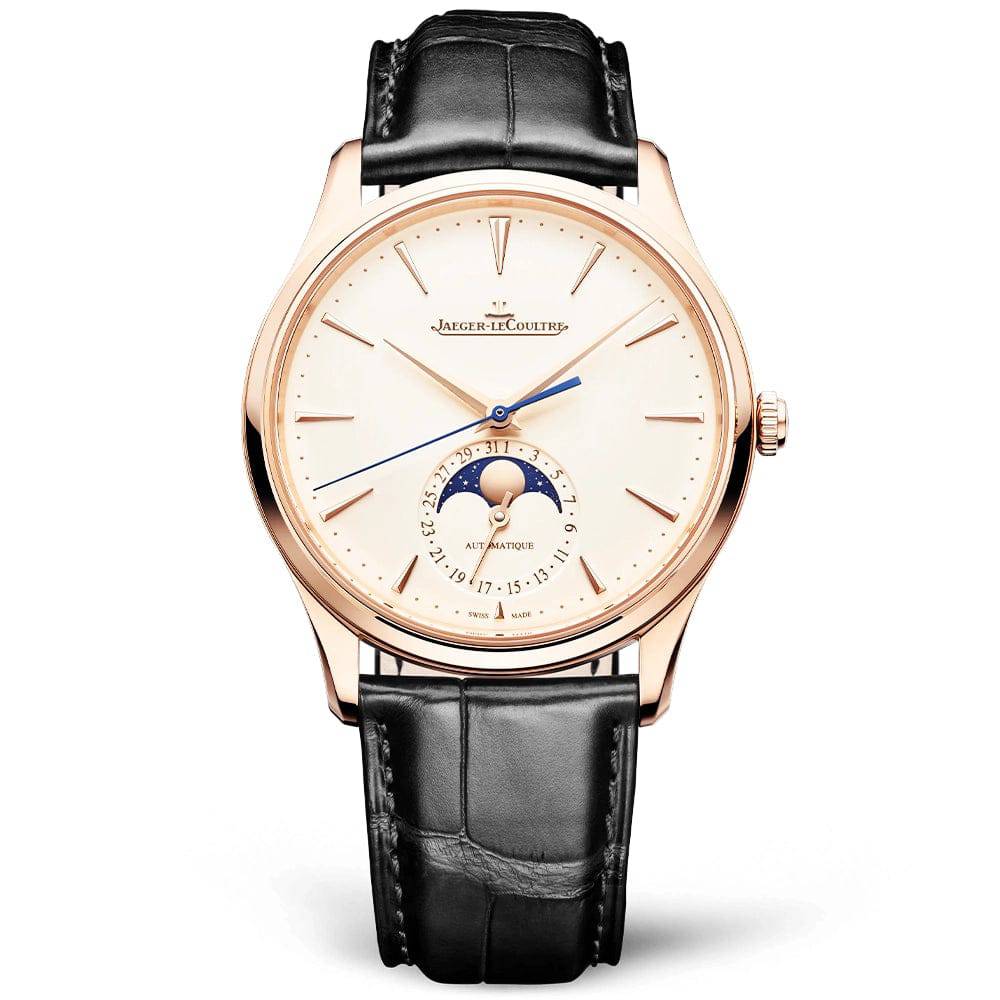 Jaeger-LeCoultre Master Ultra Thin Moon 18ct Pink Gold Beige Dial Strap Watch - Berry's Jewellers