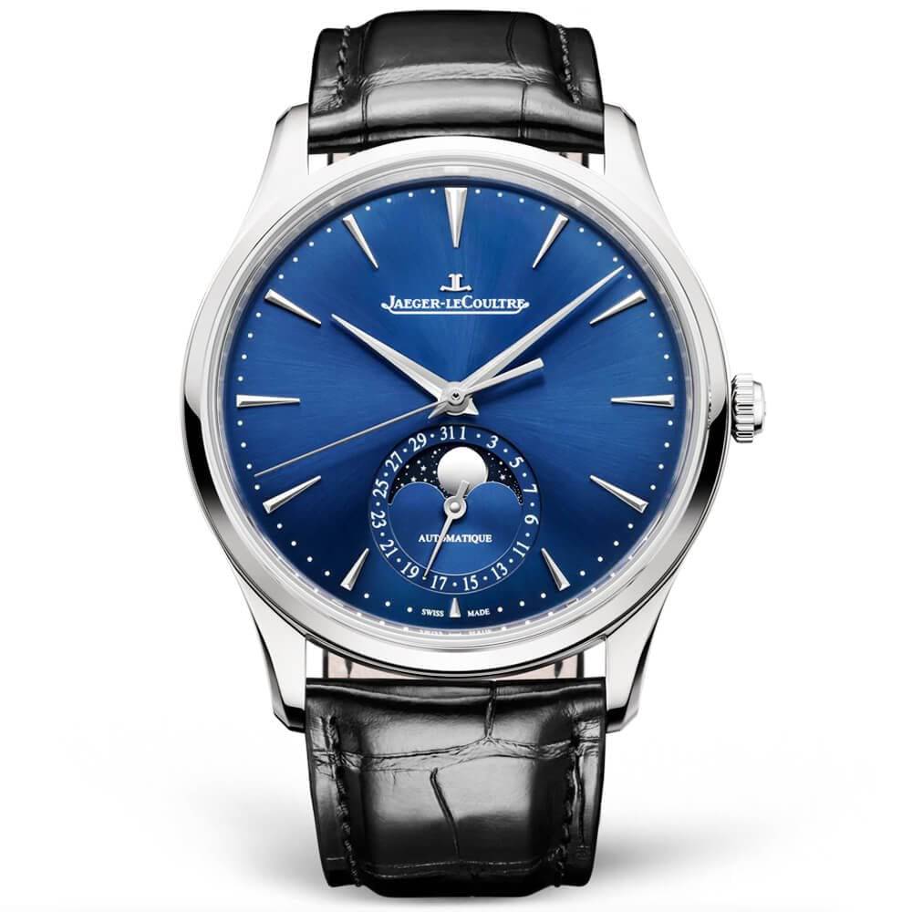 Jaeger-LeCoultre Master Ultra Thin Moon Steel Blue Dial Automatic Men's Strap Watch - Berry's Jewellers