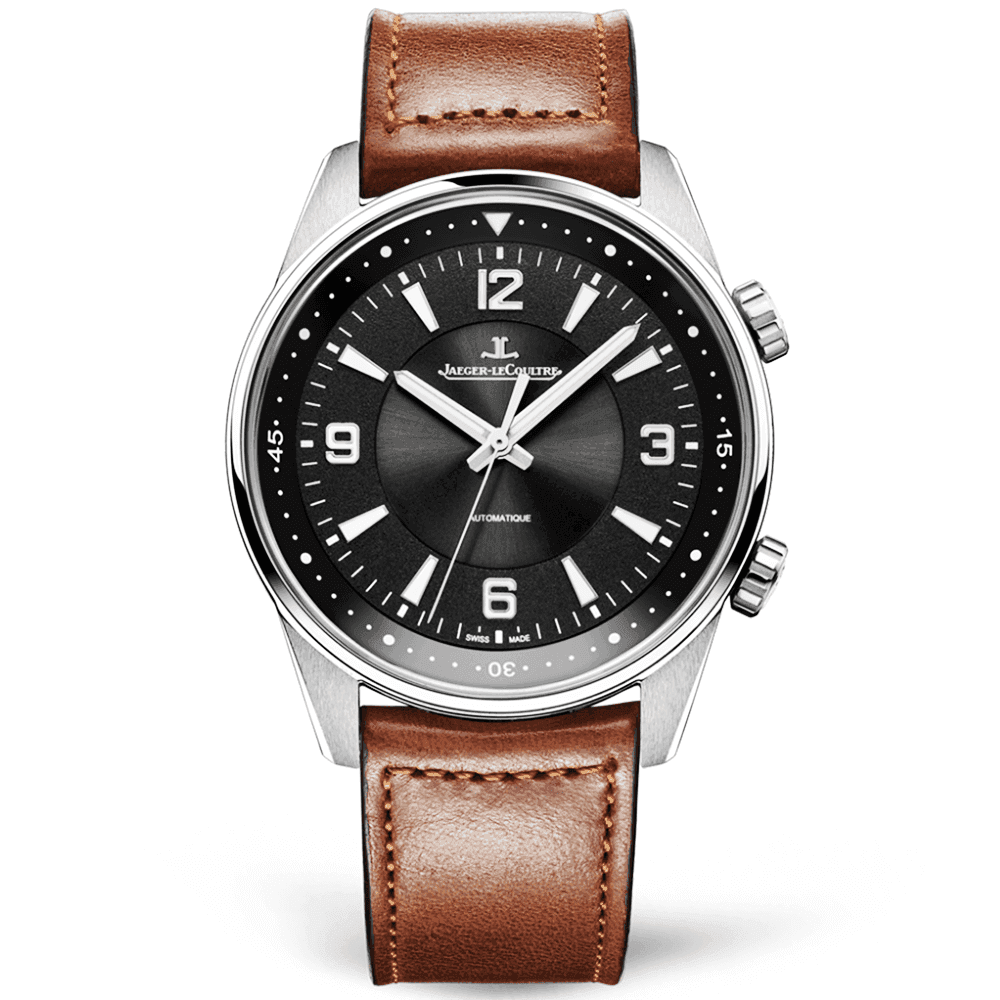 Jaeger-LeCoultre Polaris 41mm Black Dial Automatic Brown Leather Strap Watch - Berry's Jewellers