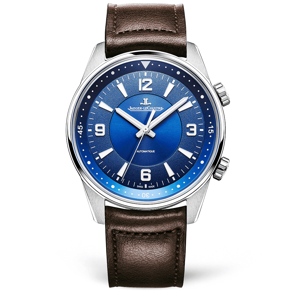 Jaeger-LeCoultre Polaris 41mm Blue Dial Men's Automatic Brown Leather Strap Watch - Berry's Jewellers