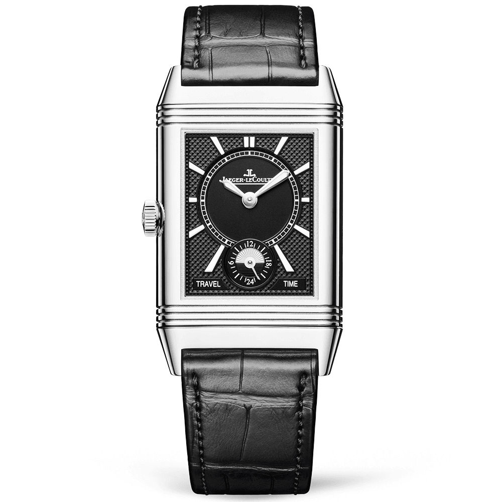 Jaeger-LeCoultre Reverso Classic Duoface Medium Silver Dial & Black Leather Strap Watch - Berry's Jewellers