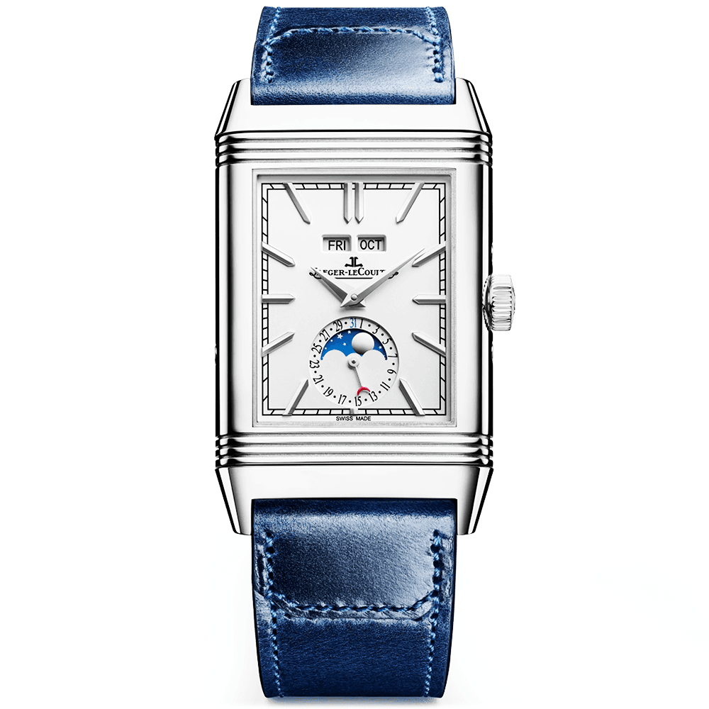 Jaeger-LeCoultre Reverso Tribute Duoface Calendar Large Silver Dial Leather Strap Watch - Berry's Jewellers