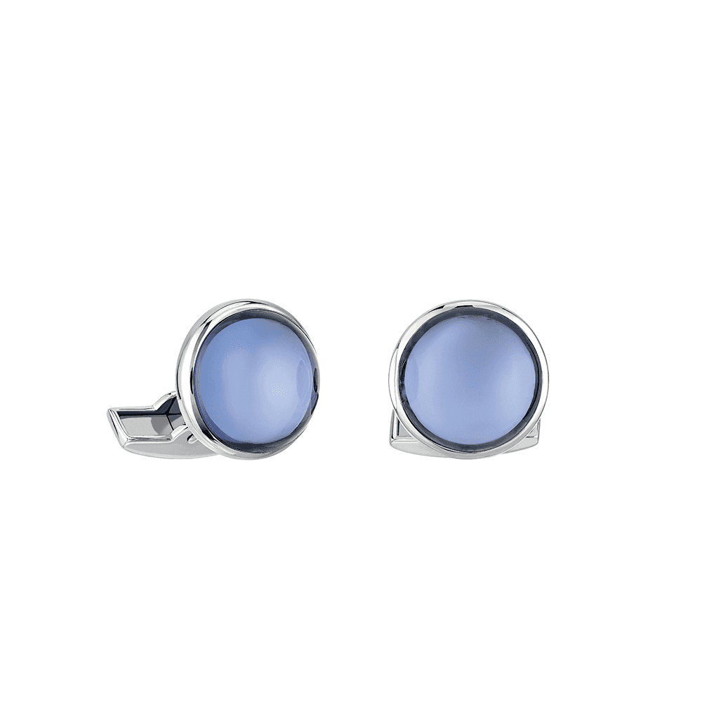 Lalique Cabochon Bleu Crystal Cufflinks - Berry's Jewellers