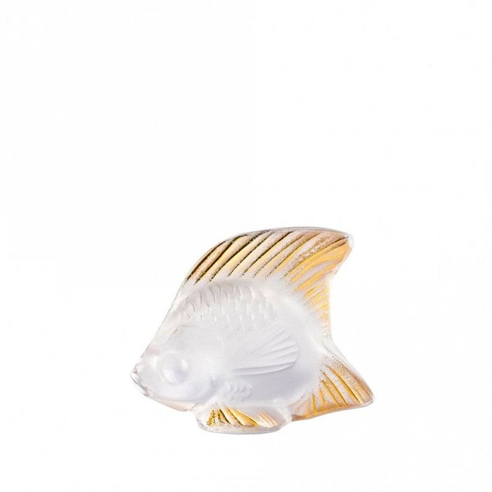 Lalique Clear & Gold Stamped Crystal Fish Sculpture - Berry's Jewellers