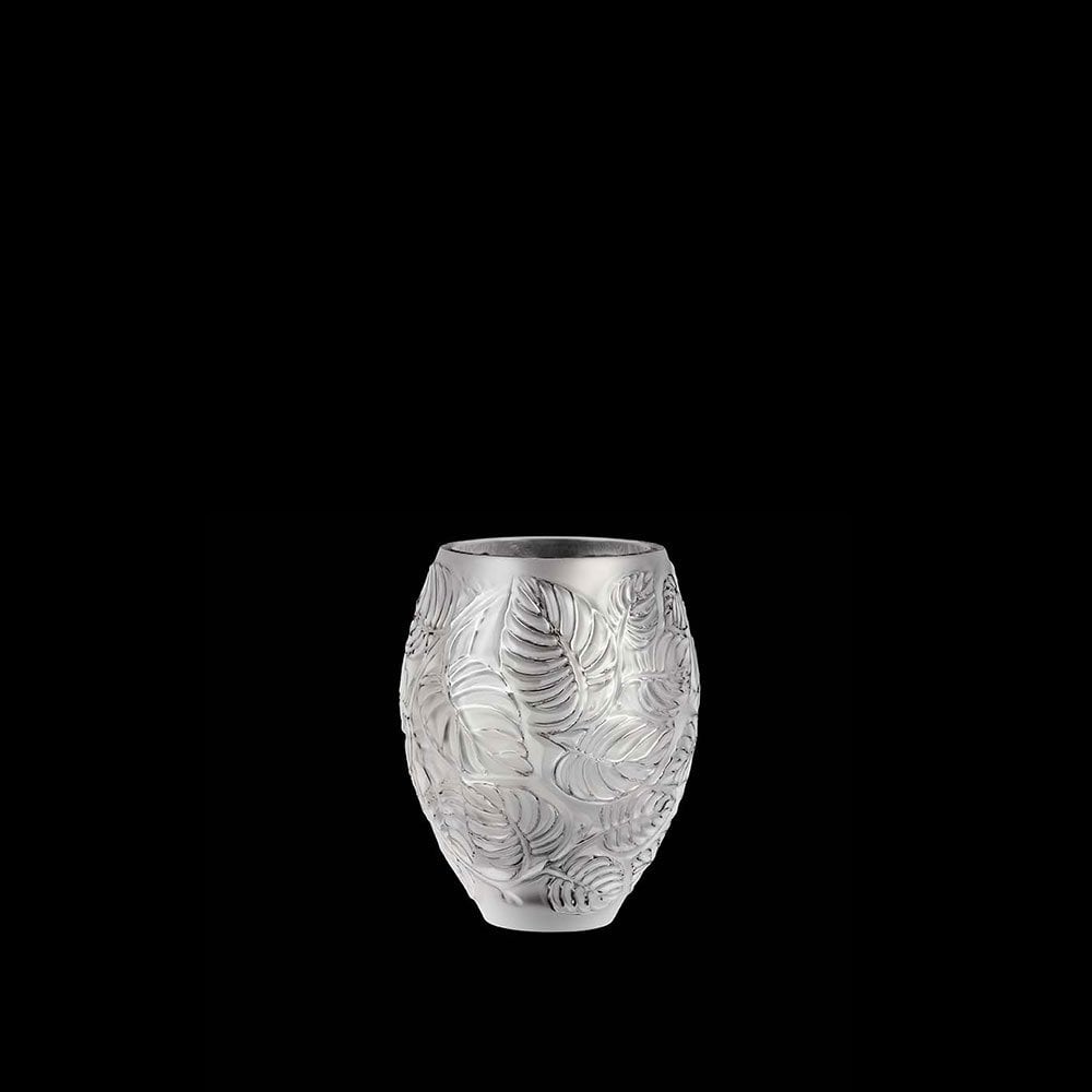 Lalique Feuilles Clear Crystal Vase - Berry's Jewellers