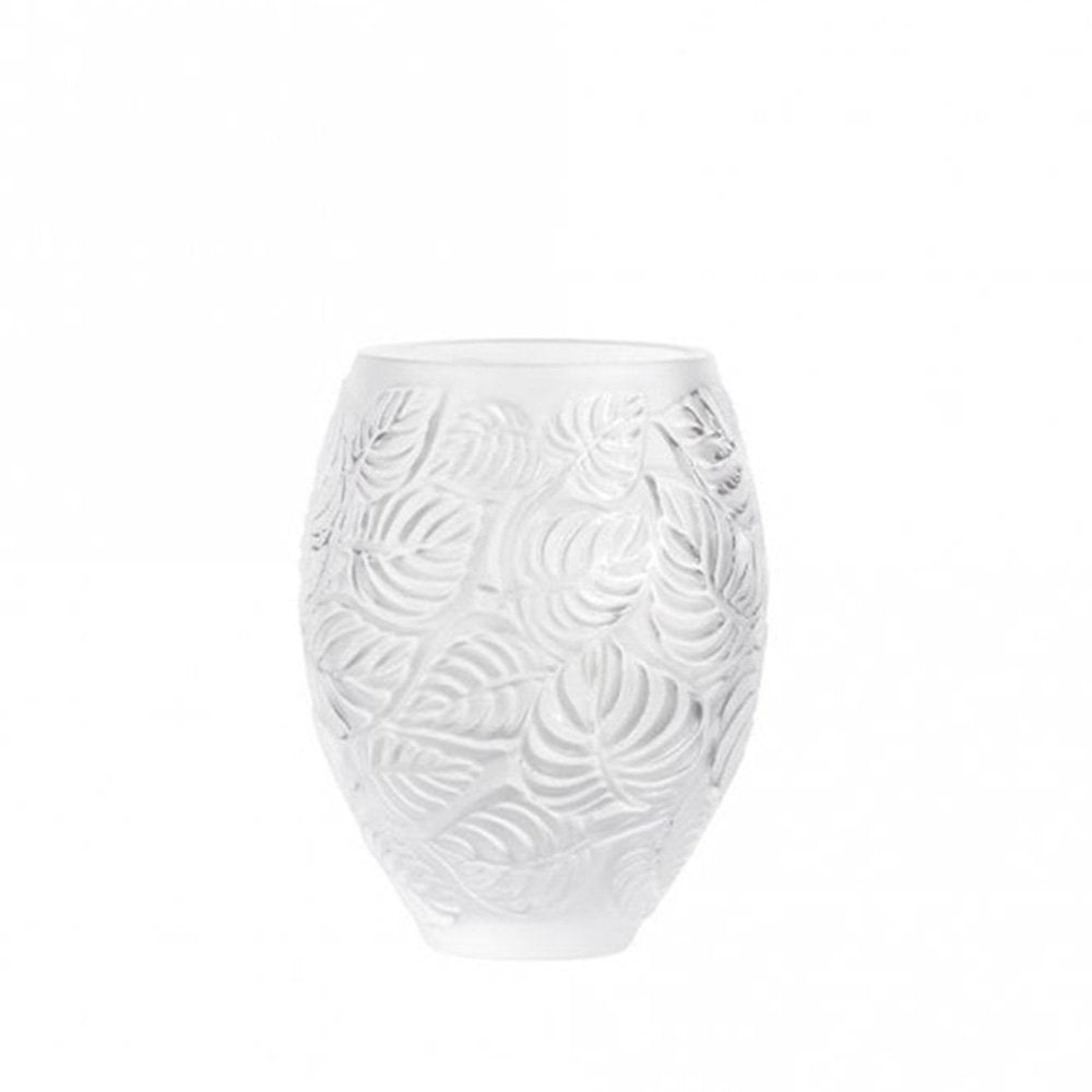 Lalique Feuilles Clear Crystal Vase - Berry's Jewellers