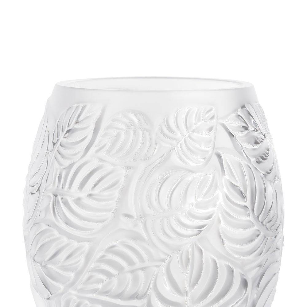 Lalique Feuilles Clear Crystal Vase - Berry's Jewellers