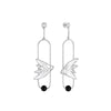 Lalique Hirondelles Clear Crystal, Onyx & Silver Drop Earrings - Berry's Jewellers