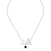 Lalique Hirondelles Clear Crystal, Onyx & Silver Necklace - Berry's Jewellers