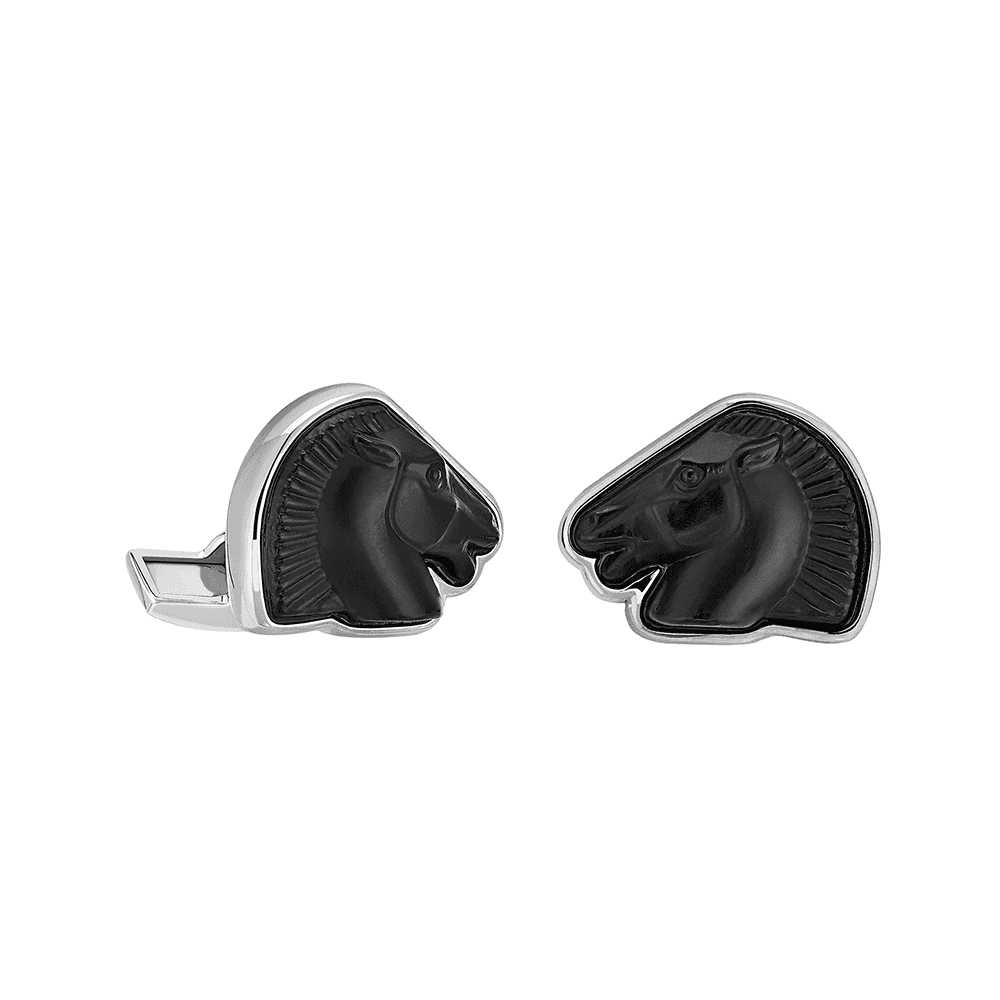 Lalique Mascottes Cheval Noir Crystal Cufflinks - Berry's Jewellers