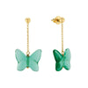 Lalique Papillon 18ct Yellow Gold-Plated & Green Crystal Drop Earrings - Berry's Jewellers