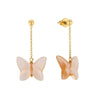 Lalique Papillon 18ct Yellow Gold-Plated & Peach Crystal Drop Earrings - Berry's Jewellers