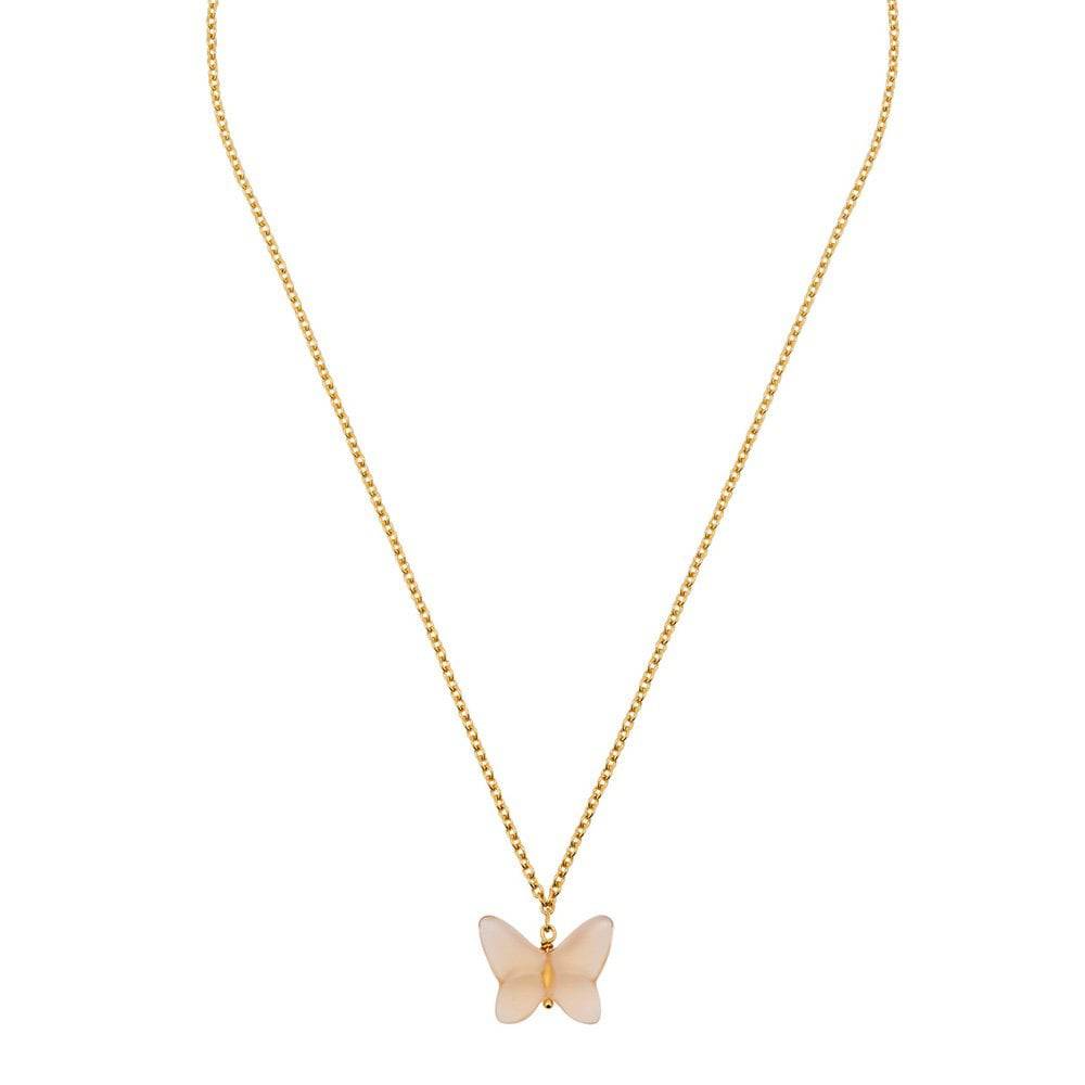 Papillon 18ct Yellow Gold-Plated & Peach Crystal Necklace