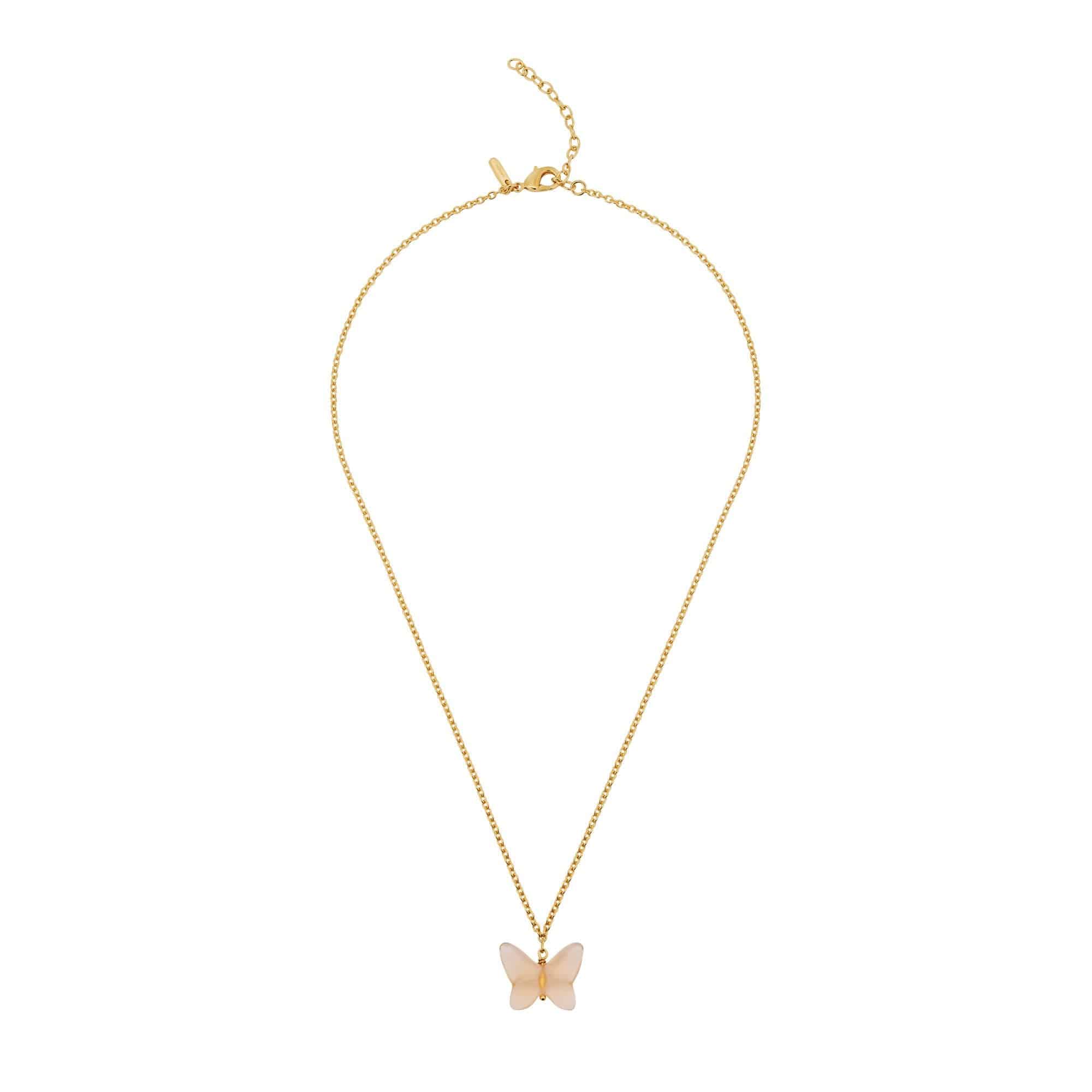 Papillon 18ct Yellow Gold-Plated & Peach Crystal Necklace