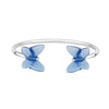 Lalique Papillon Flexible Silver & Blue Crystal Bangle - Size L - Berry's Jewellers