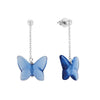 Lalique Papillon Silver & Blue Crystal Drop Earrings - Berry's Jewellers