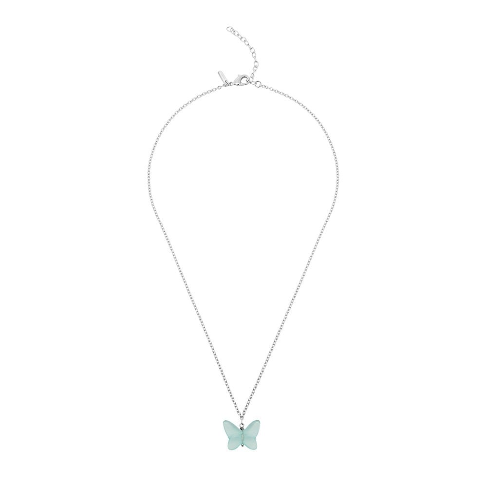 Papillon Silver & Lagoon Green Crystal Necklace