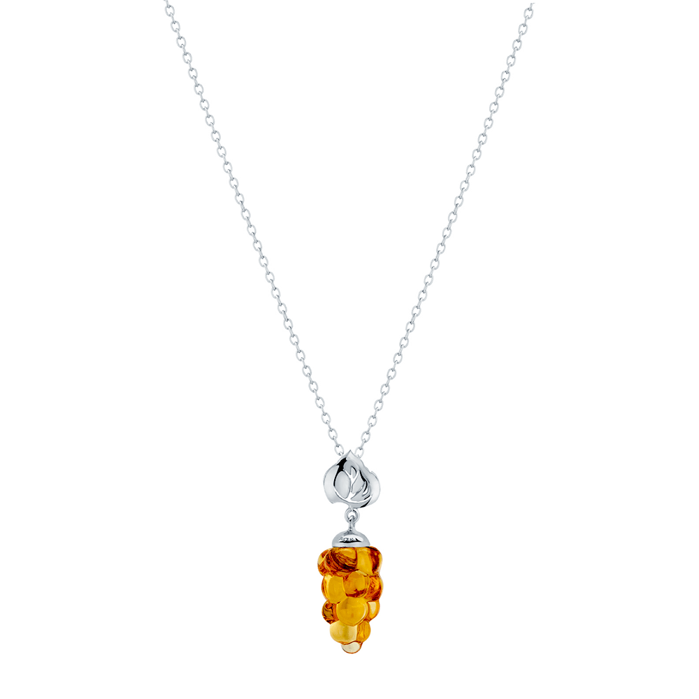 Lalique Vigne Amber Crystal & Silver Pendant - Berry's Jewellers