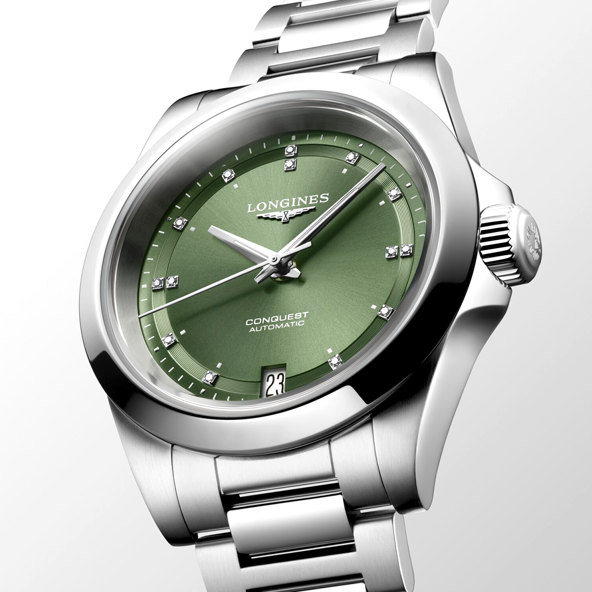 Longines Conquest 38mm Green Diamond Dial Automatic Bracelet Watch - Berry's Jewellers