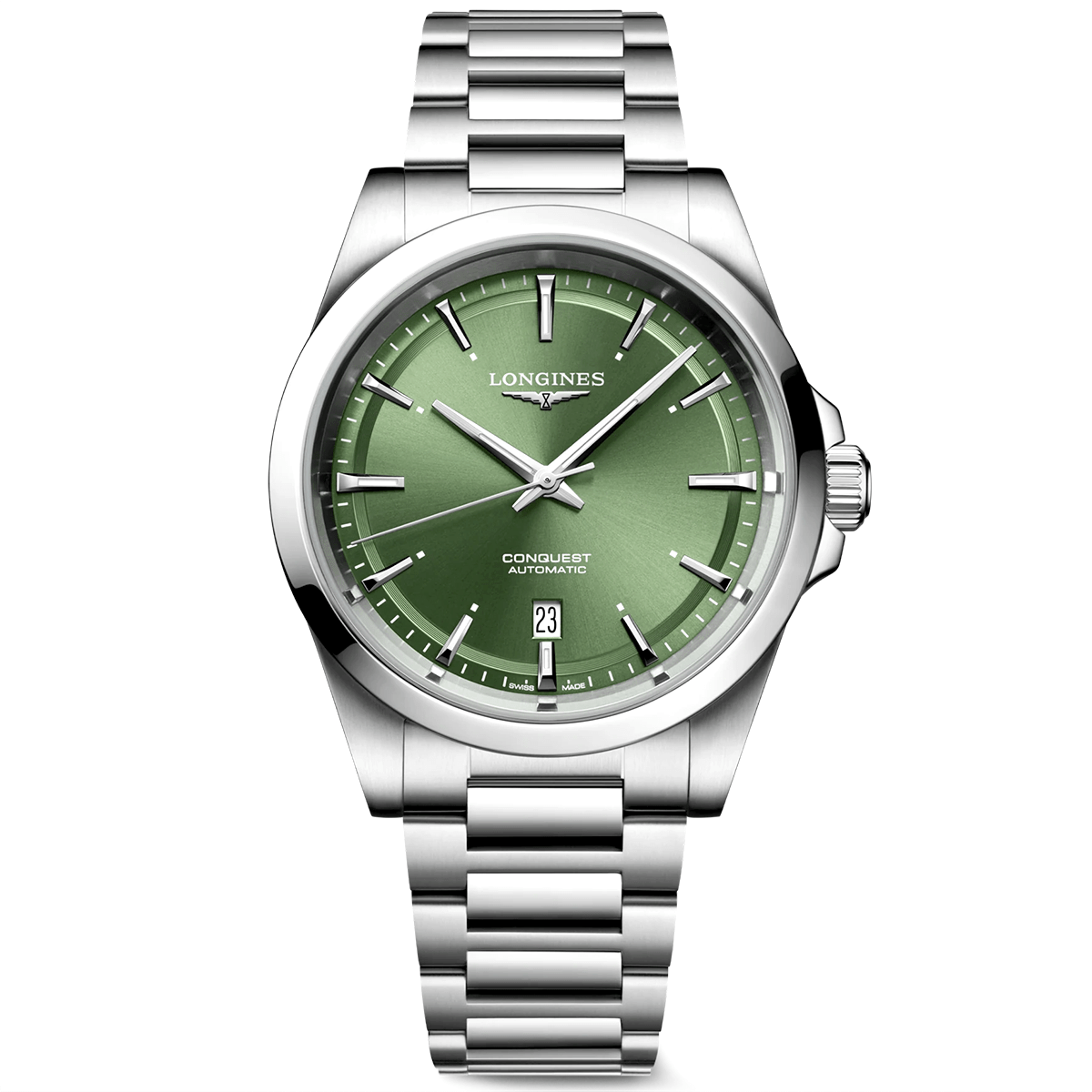 Longines Conquest 41mm Green Dial Automatic Bracelet Watch - Berry's Jewellers