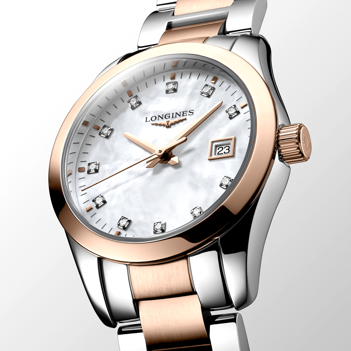 Longines Conquest Classic 29.5mm Two-Tone Diamond Dial Bracelet Watch - Berry's Jewellers