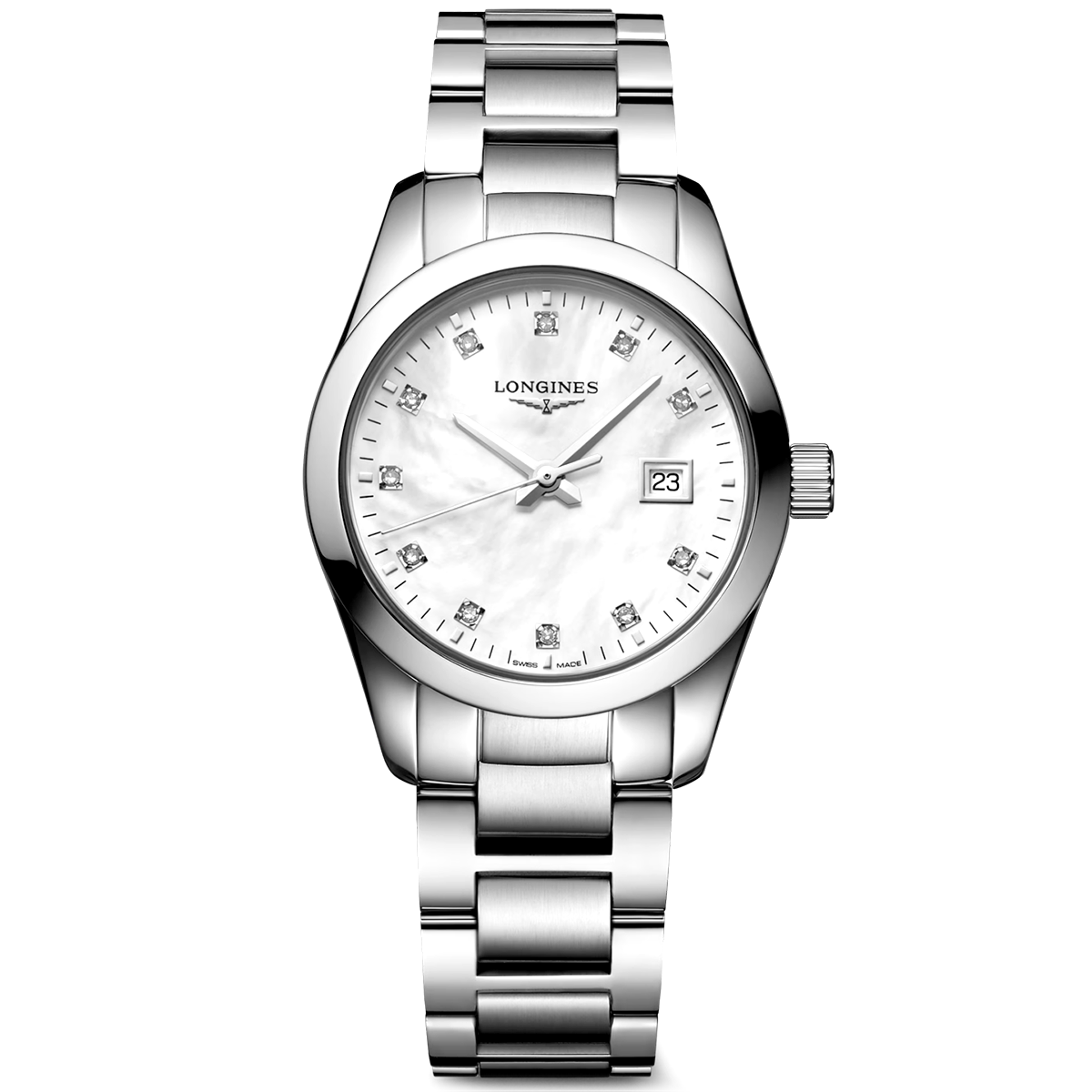 Longines Conquest Classic 29.5mm White Mother of Pearl Dial Ladies Bracelet Watch - Berry's Jewellers