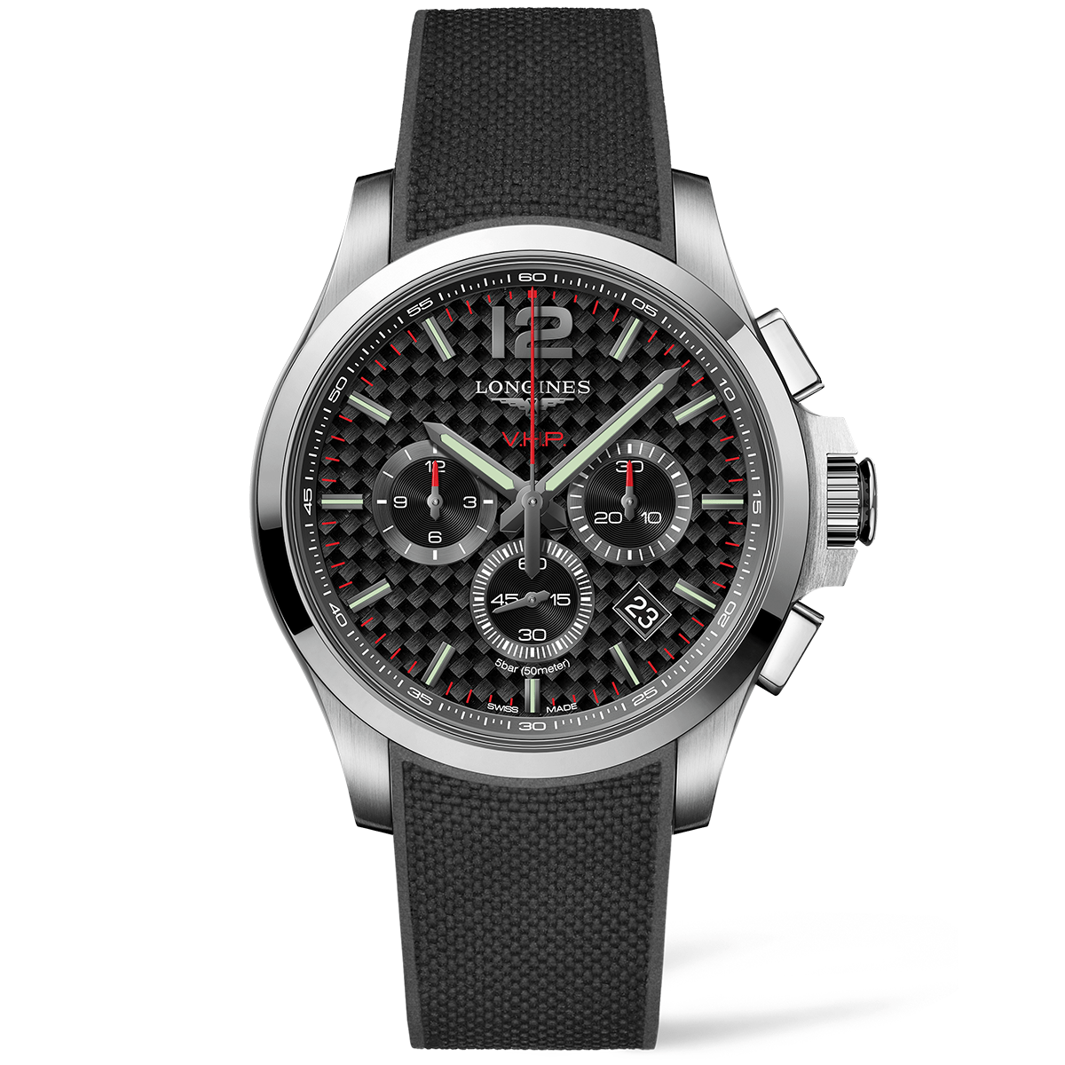 Longines Conquest VHP 44mm Black Dial Chronograph Quartz Bracelet Watch - Berry's Jewellers