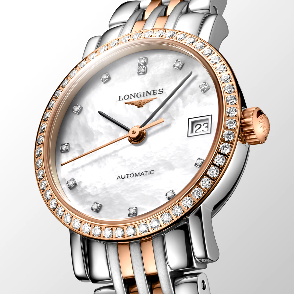 Elegant 25.5mm Two-Tone Diamond Dial Bracelet Watch