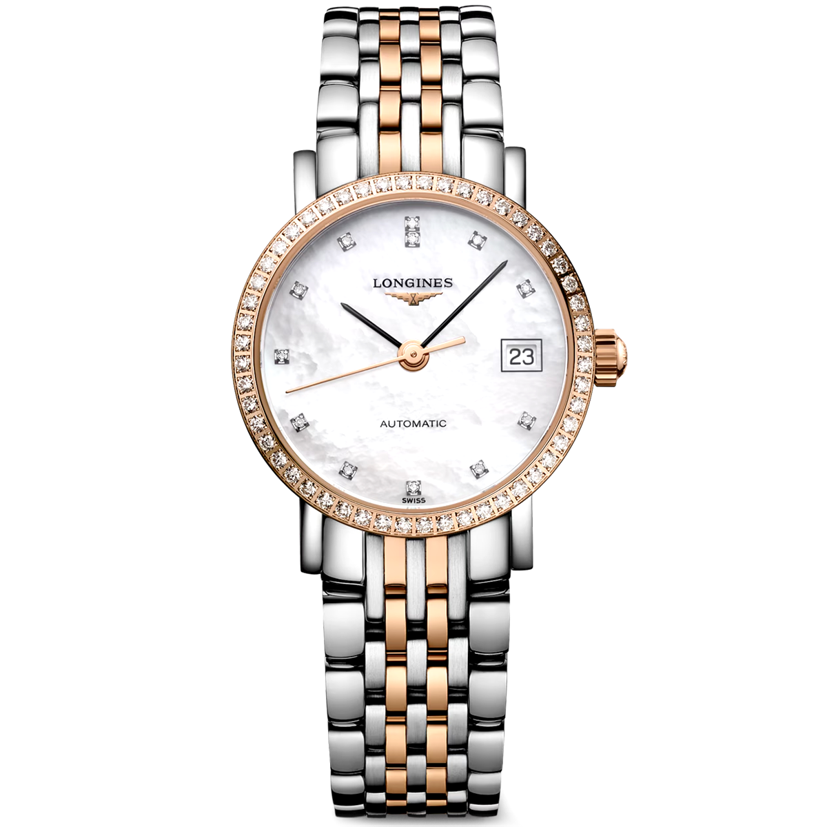 Elegant 25.5mm Two-Tone Diamond Dial Bracelet Watch