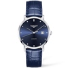 Longines Elegant 39mm Sunray Blue Diamond Dial Leather Strap Watch - Berry's Jewellers