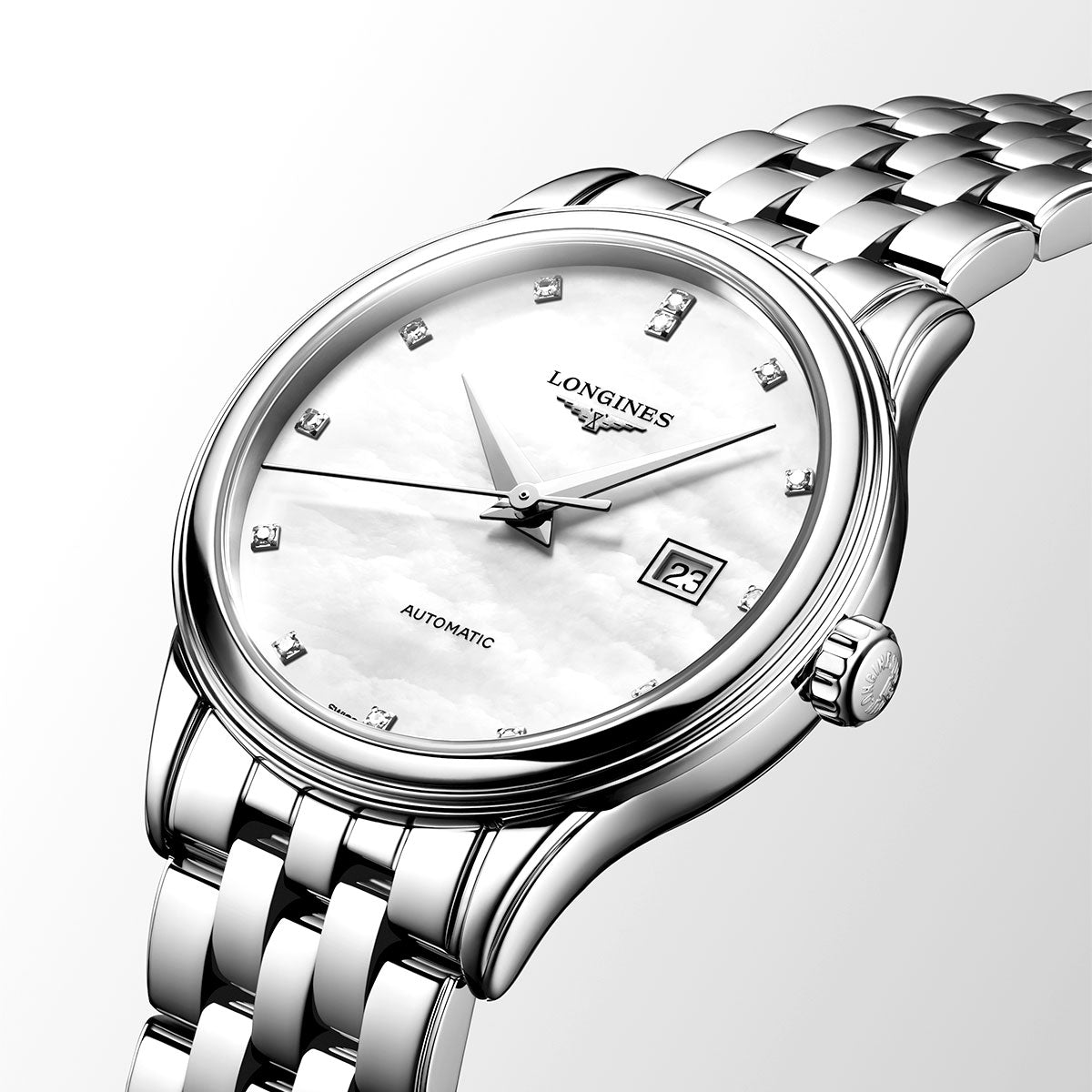 Longines Flagship 30mm Pearl Dial Stainless Steel Bracelet Watch - Berry's Jewellers