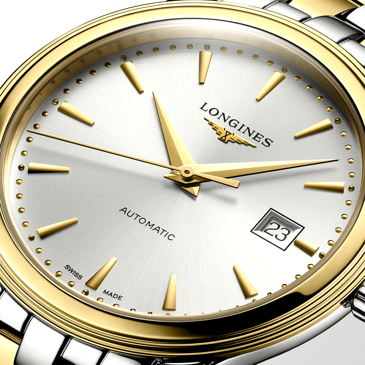 Longines Flagship Steel and Yellow Gold 40mm PVD Silver Dial Automatic Bracelet Watch - Berry's Jewellers