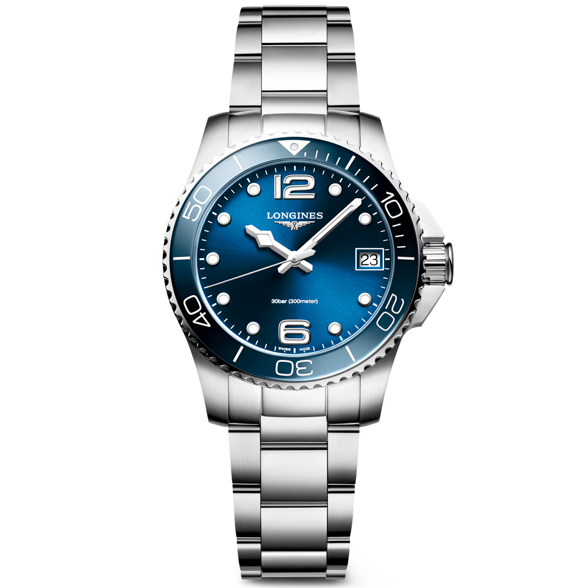 Longines HydroConquest 32mm Blue Dial Ladies Bracelet Watch - Berry's Jewellers