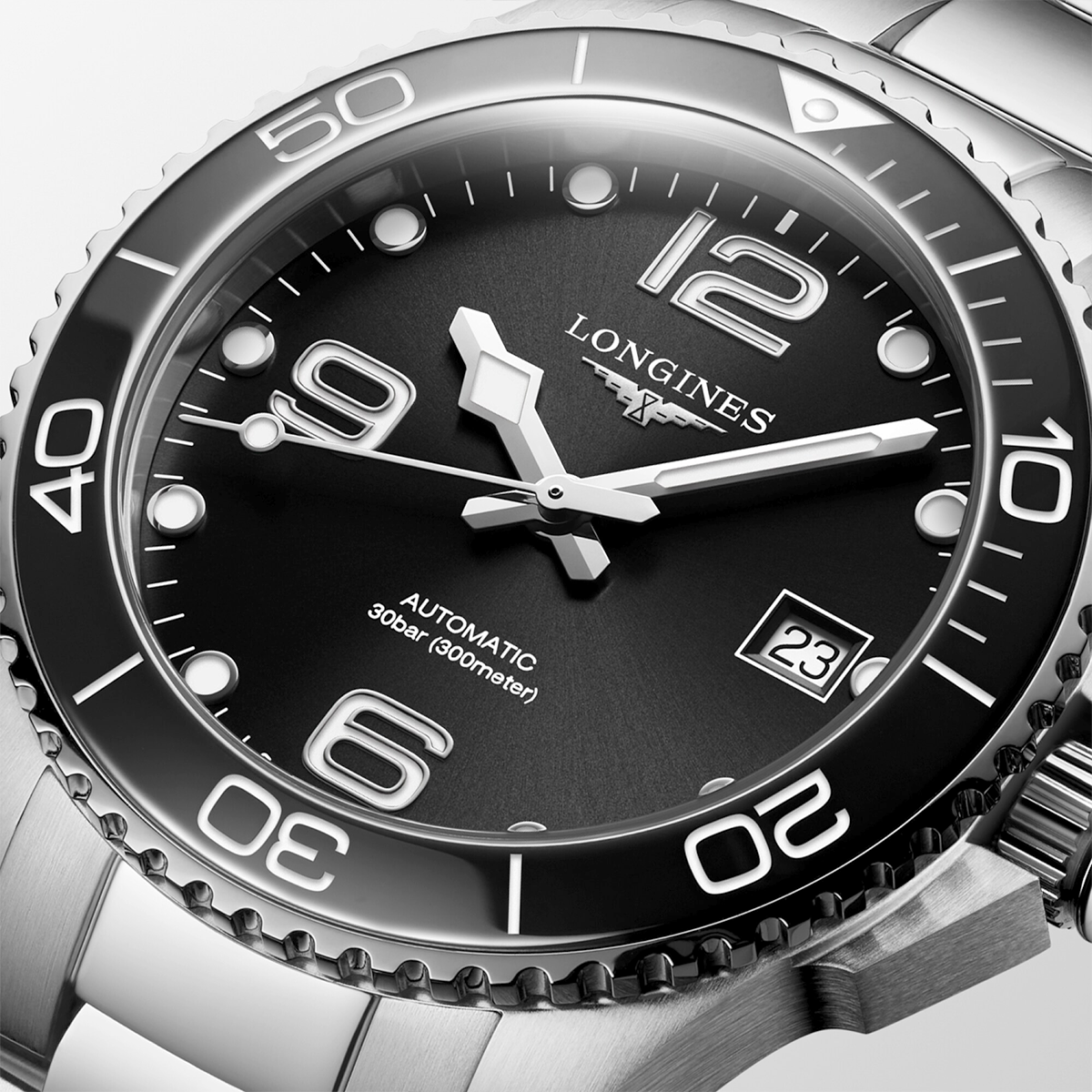 Longines HydroConquest 39mm Black Dial Automatic Bracelet Watch - Berry's Jewellers