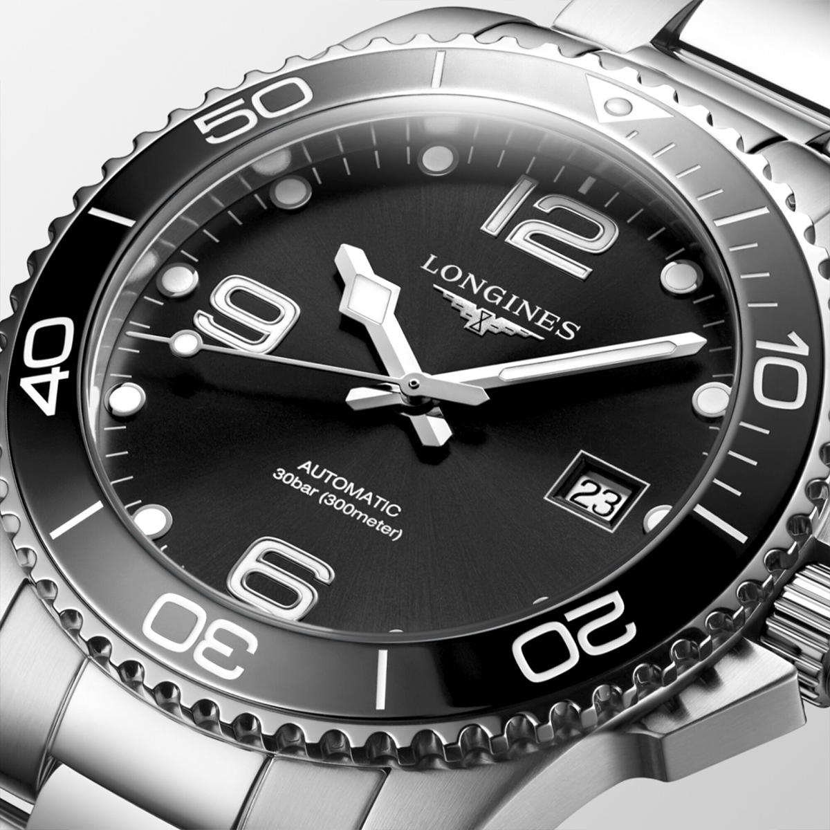 Longines HydroConquest 41mm Black Dial & Bezel Automatic Bracelet Watch - Berry's Jewellers