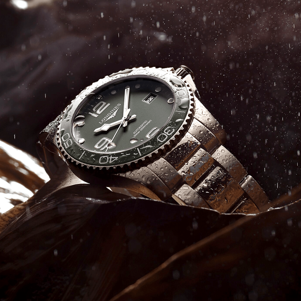 Longines HydroConquest 41mm Green Dial & Ceramic Bezel Men's Bracelet Watch - Berry's Jewellers