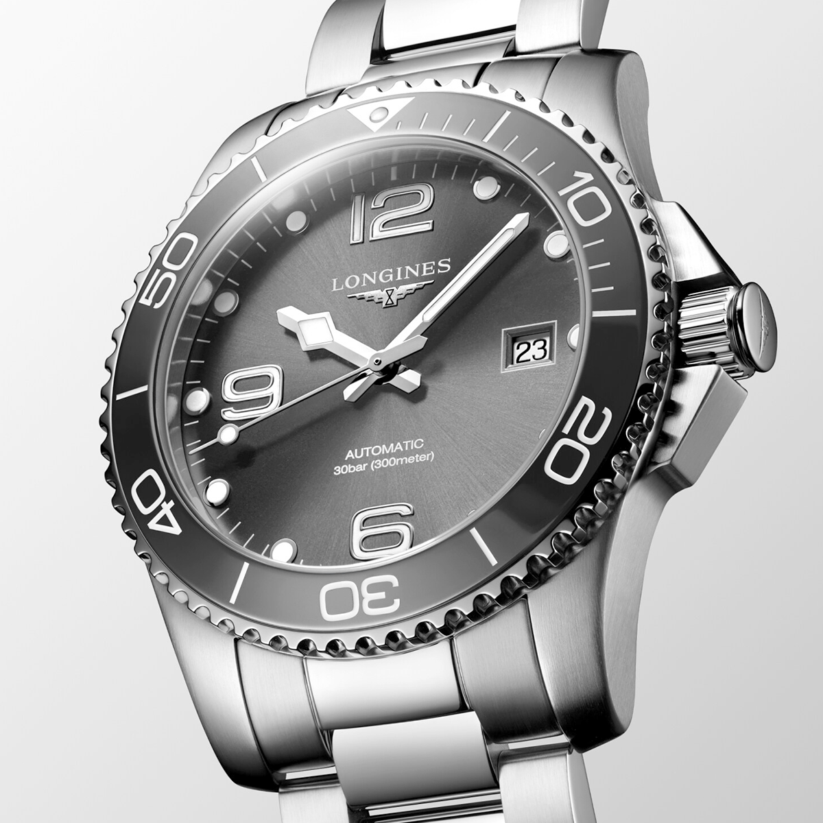 Longines HydroConquest 41mm Grey Dial & Bezel Automatic Bracelet Watch - Berry's Jewellers