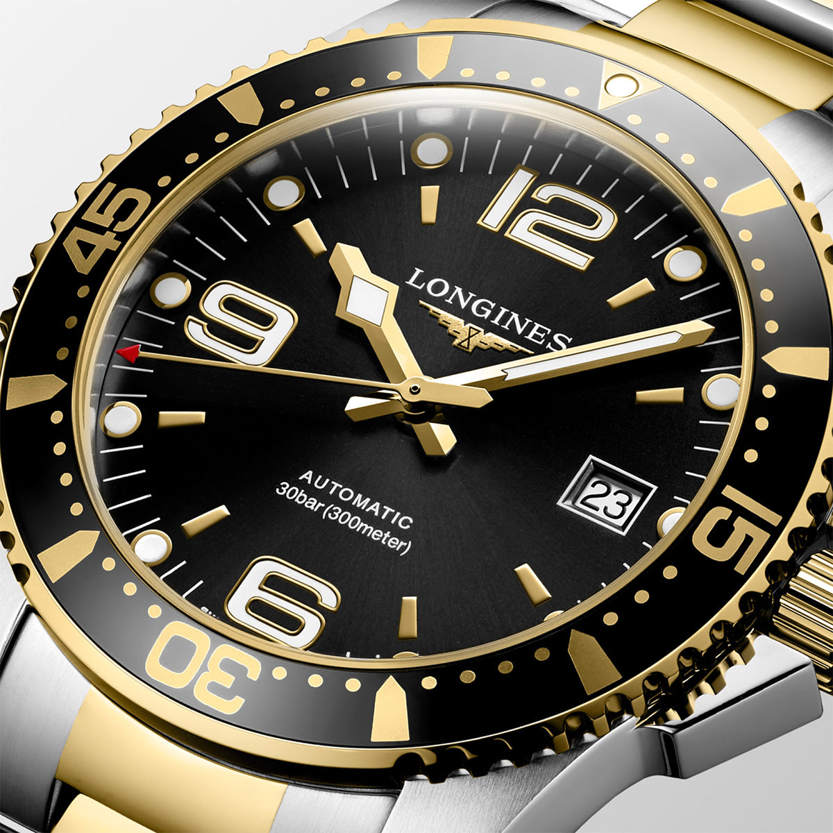 Longines HydroConquest 41mm Two-Tone Black Dial Automatic Bracelet Watch - Berry's Jewellers