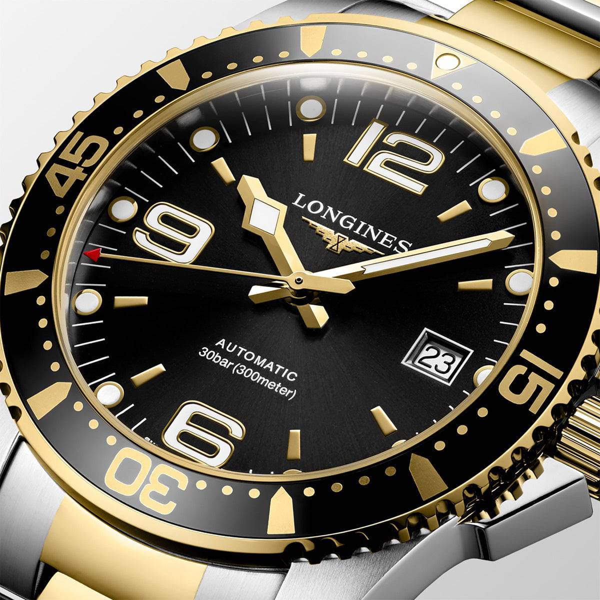 Longines HydroConquest 41mm Two-Tone Black Dial Automatic Bracelet Watch - Berry's Jewellers