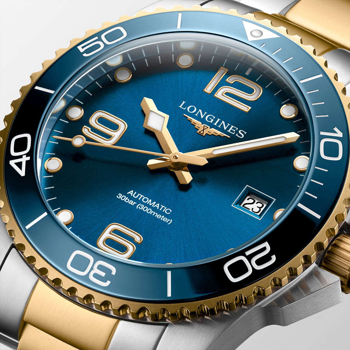 Longines HydroConquest 41mm Two-Tone Blue Dial Automatic Bracelet Watch - Berry's Jewellers